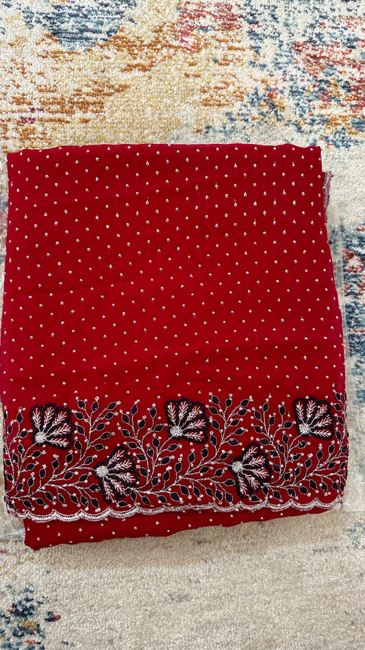 Georgette Glitter Embroidered Saree