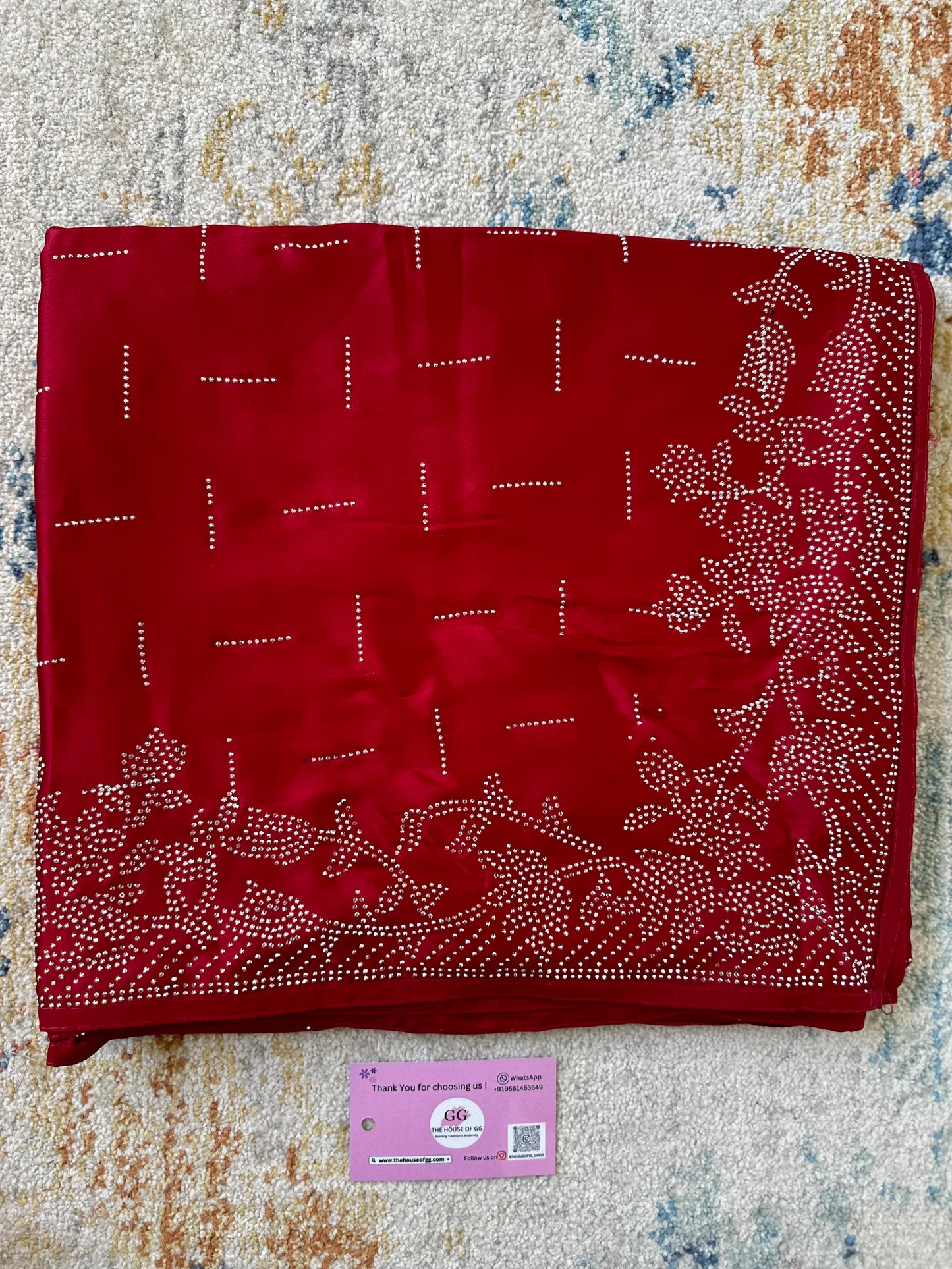 Red Zarkan Satin Saree
