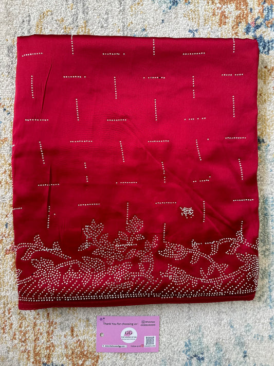 Red Zarkan Satin Saree