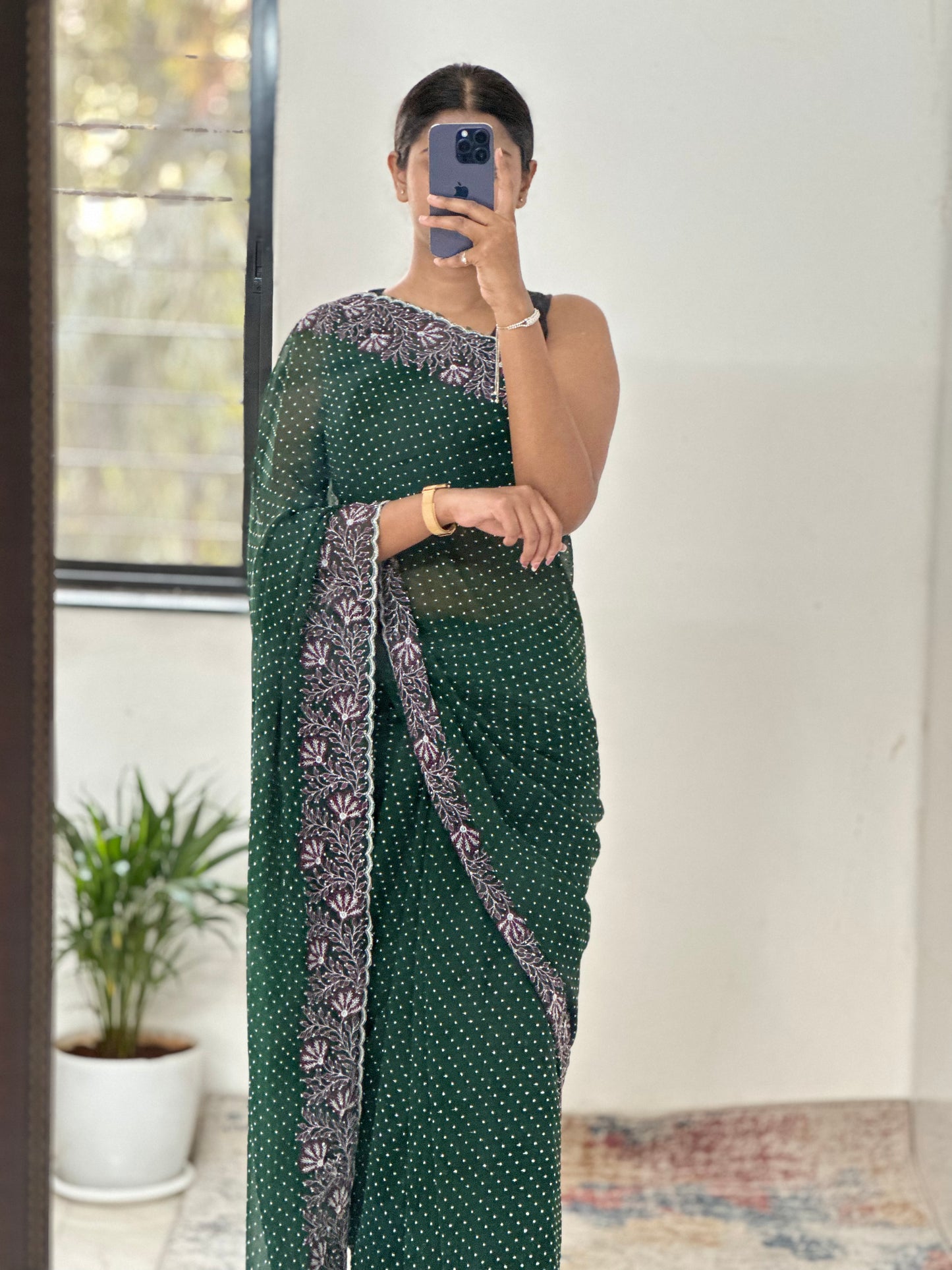 Georgette Glitter Embroidered Saree