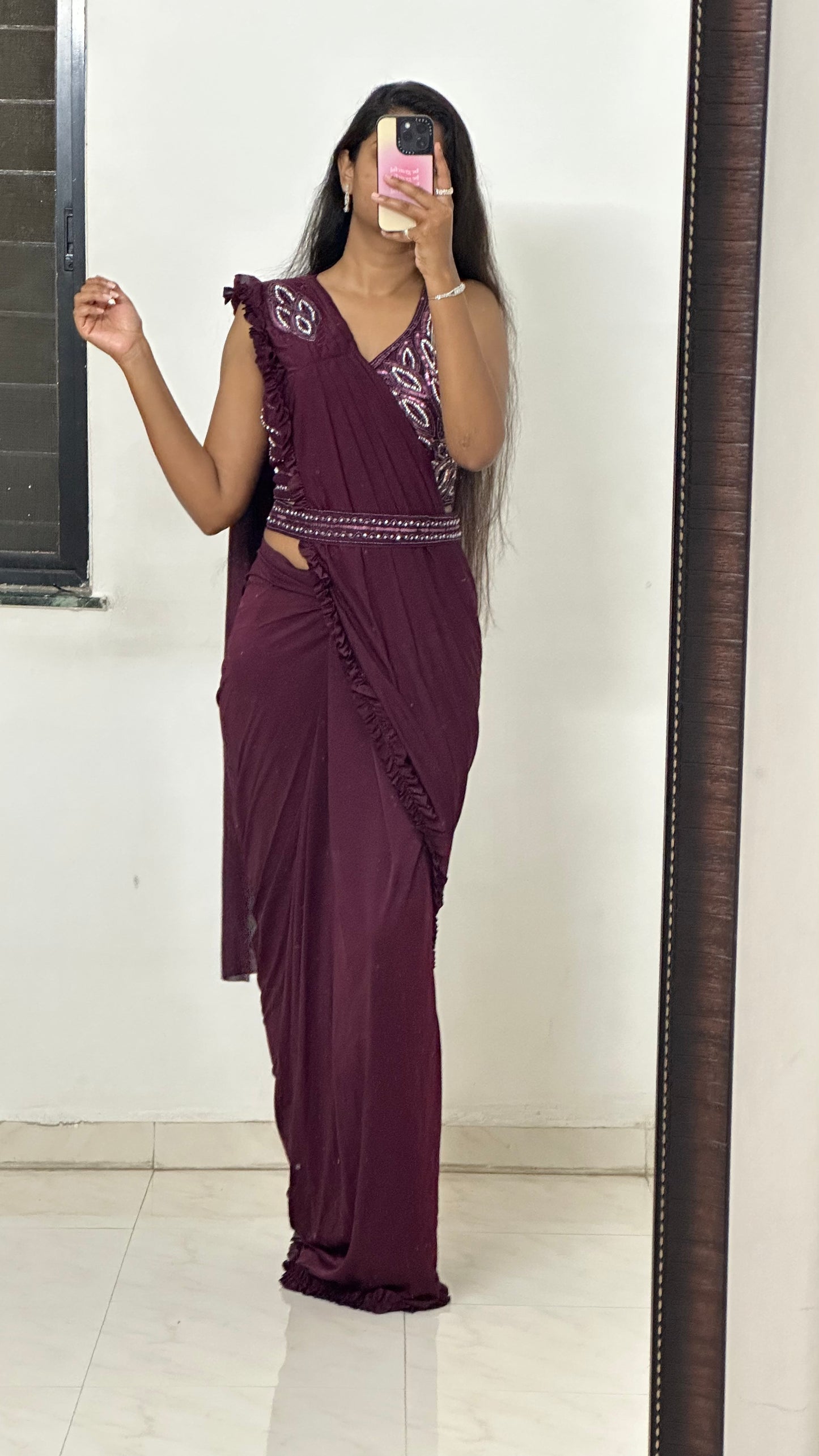 Ready made Saree with Embellished Blouse