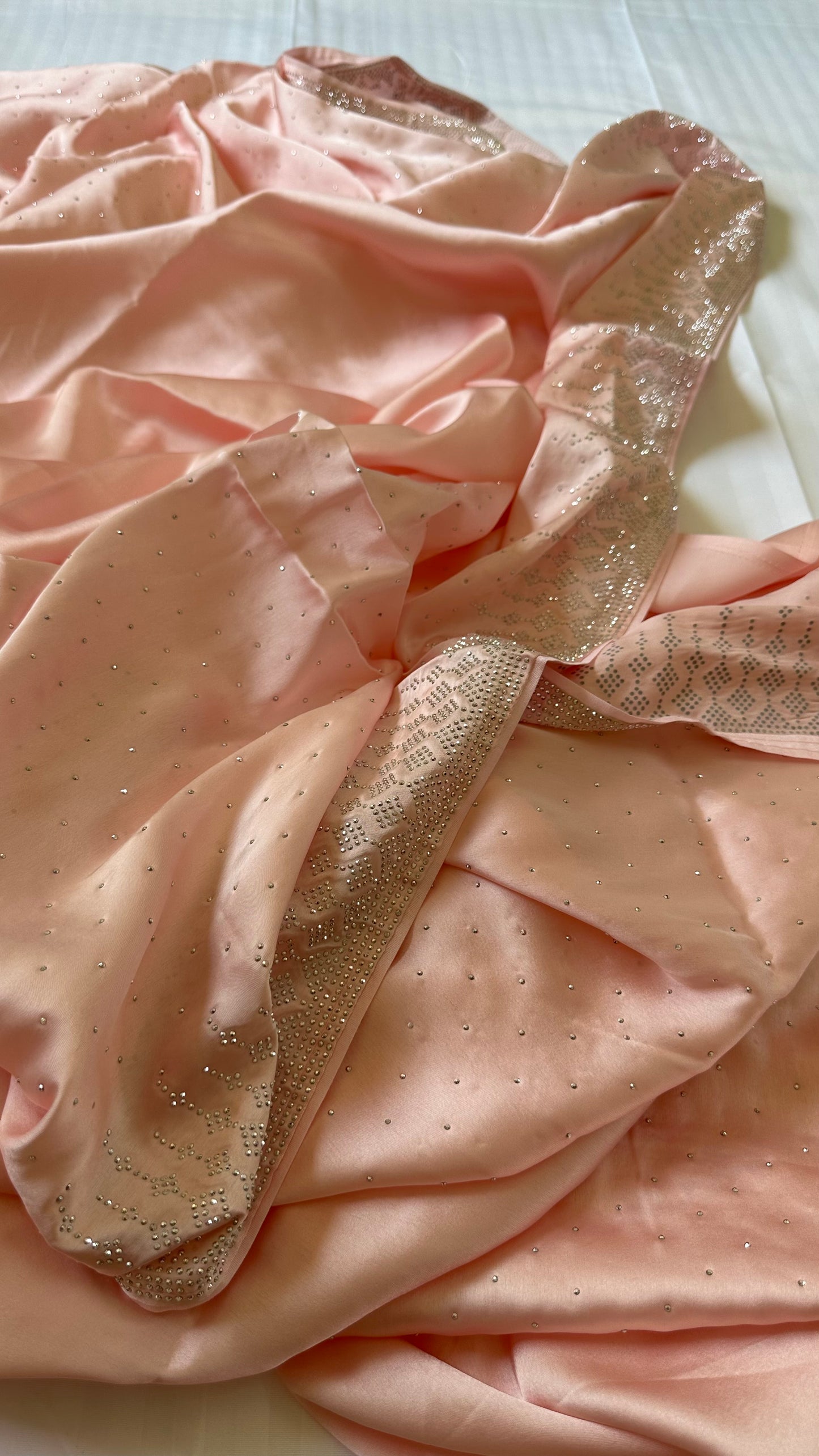 Light Pink Zarkan Satin Saree