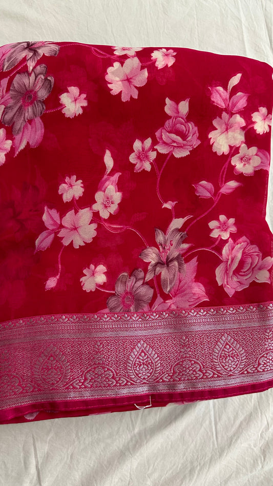 Soft Georgette Floral Saree