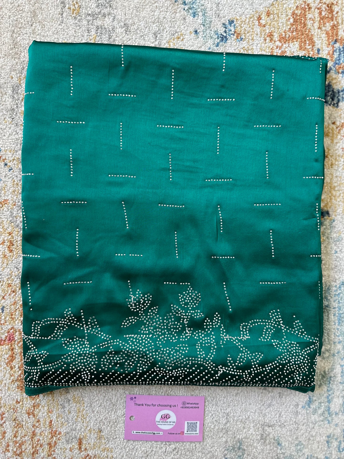Peacock Green Zarkan Satin Saree