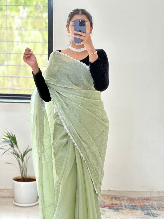 Green Jimmy choo Saree