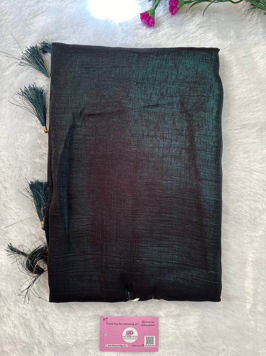 Emerald Green Plain Shimmer Saree