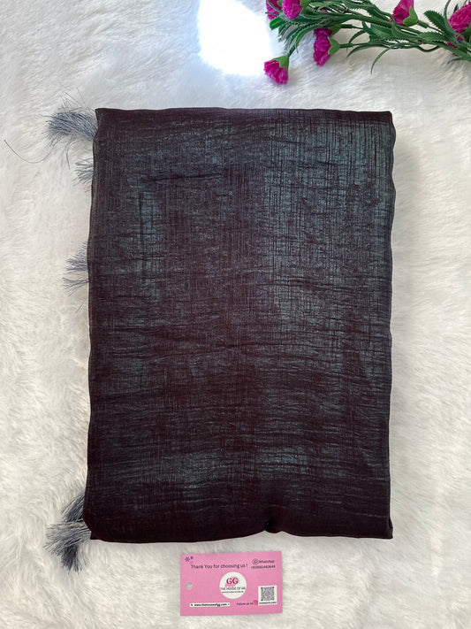 Metallic Blue Plain Shimmer Saree