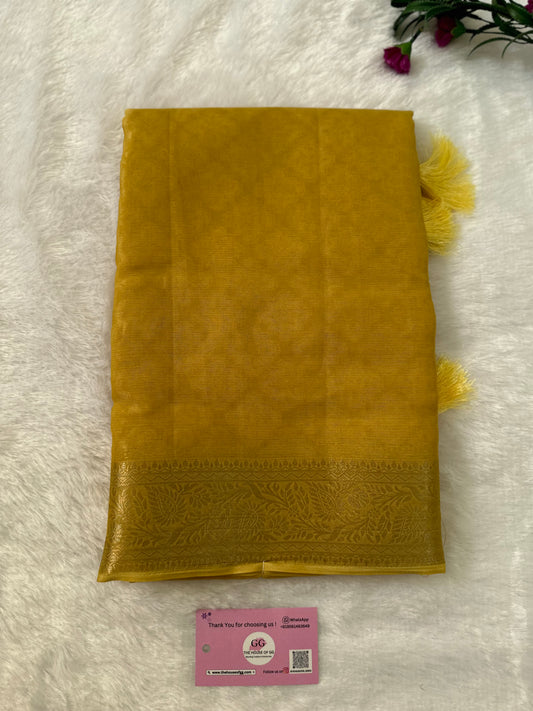 Golden Semi Tissue Saree