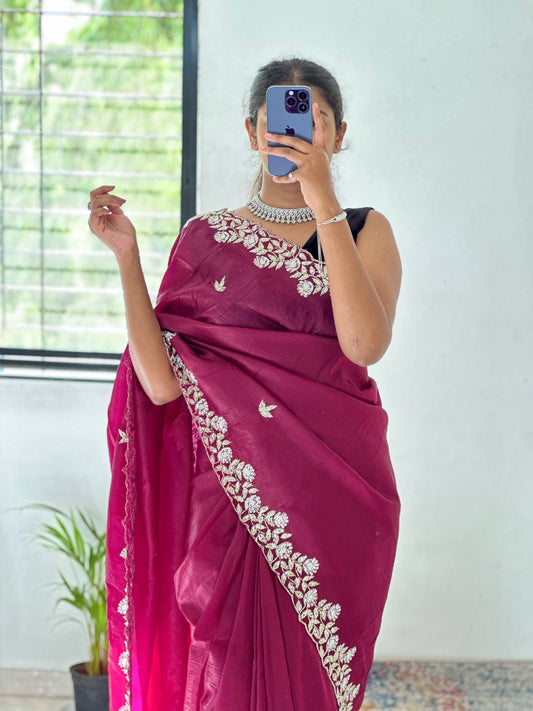Cutdana Crush Tissue Saree