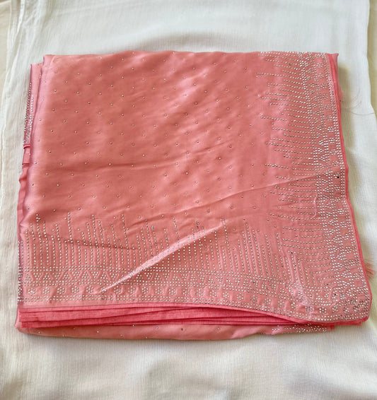 Pink Zarkan Satin Saree