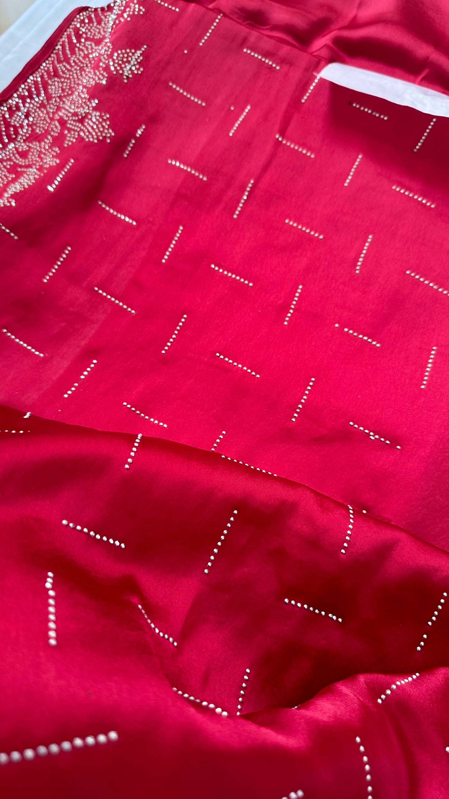 Red Zarkan Satin Saree