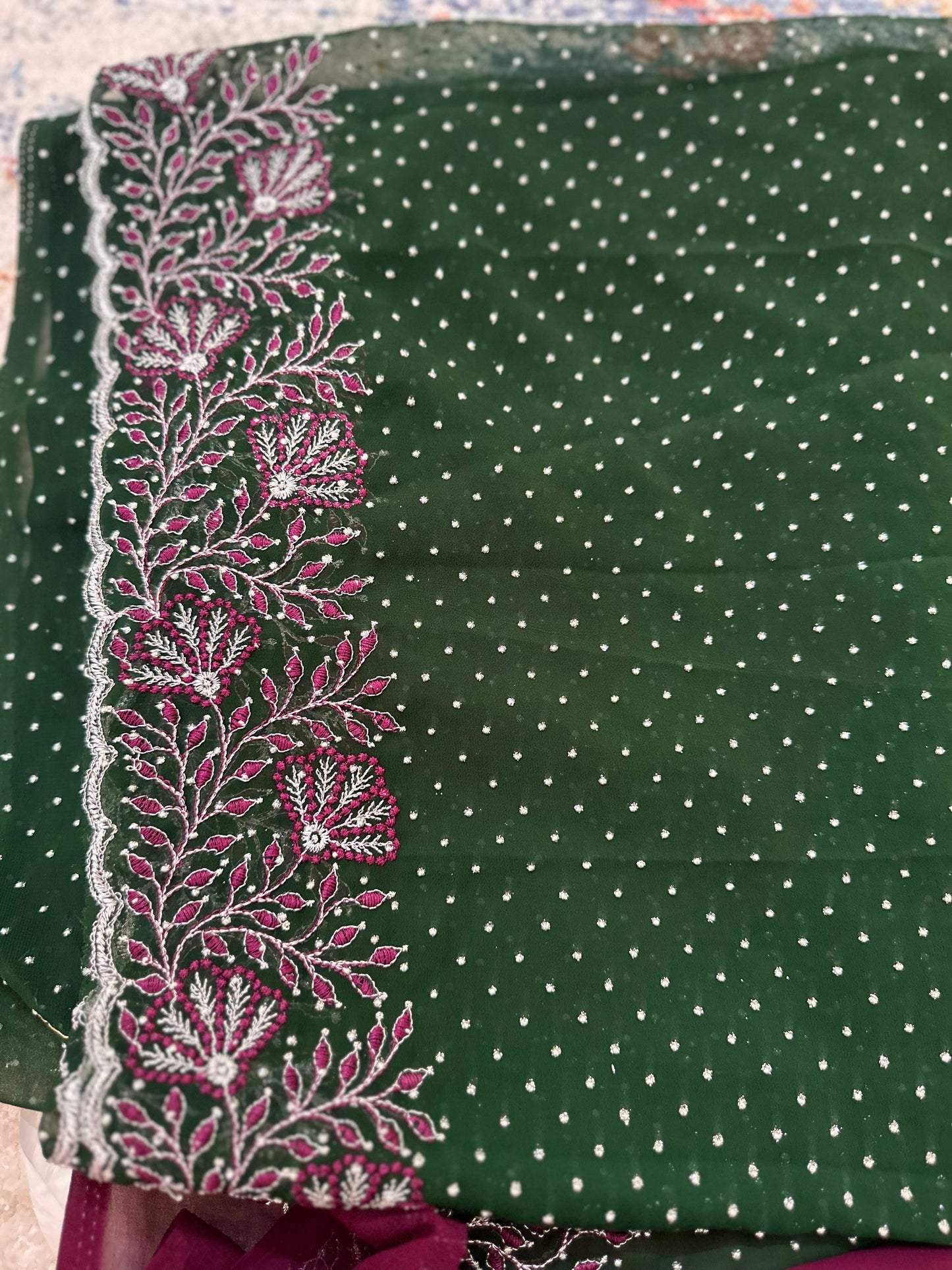 Georgette Glitter Embroidered Saree