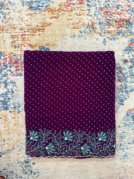 Georgette Glitter Embroidered Saree