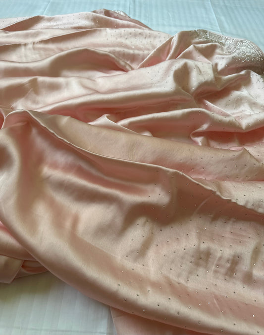Light Pink Zarkan Satin Saree