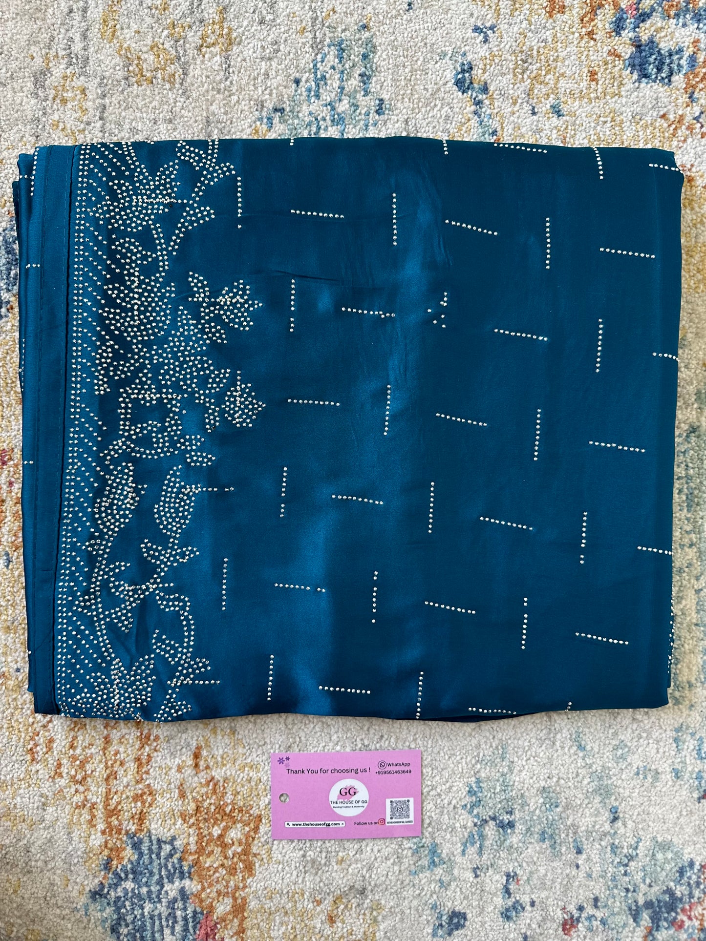 Blue Zarkan Satin Saree