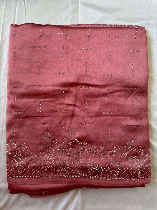 Pink Zarkan Satin Saree