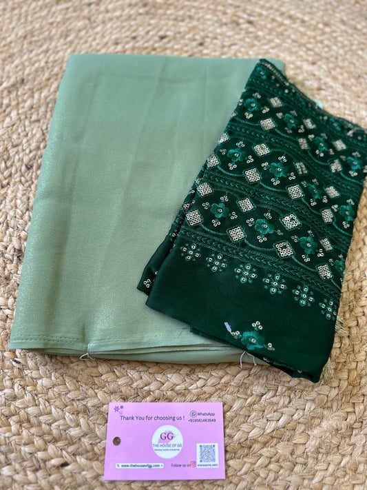 Pastel Green Plain Shimmer Saree