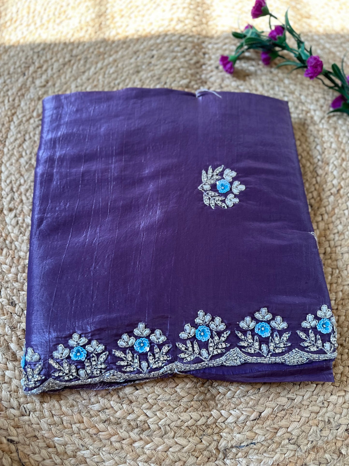 Floral Handwork Crush Tissue Saree