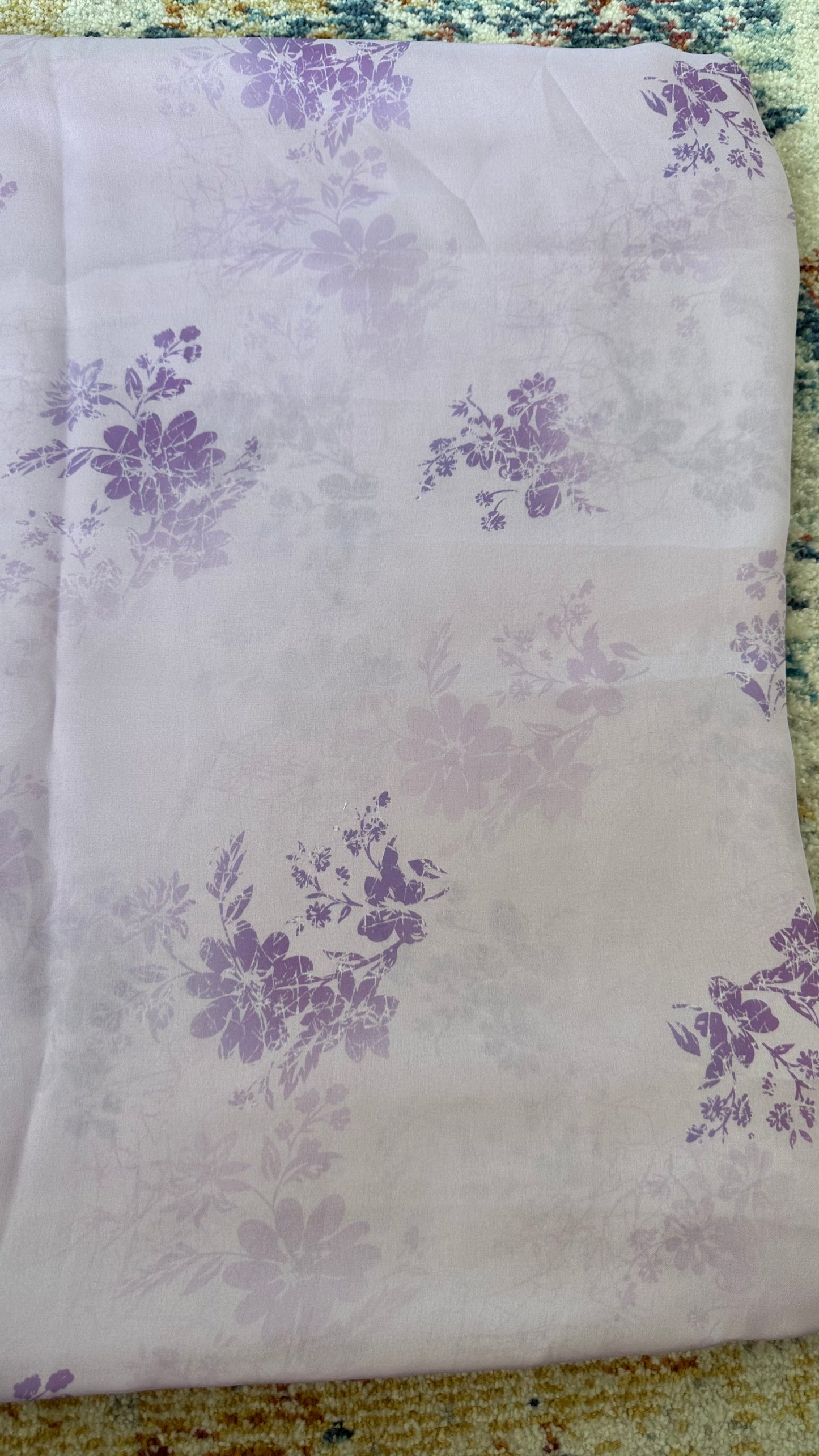 Lavender Satin Chiffon Saree