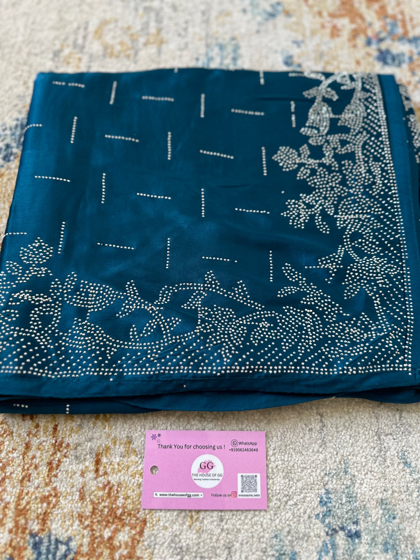 Blue Zarkan Satin Saree