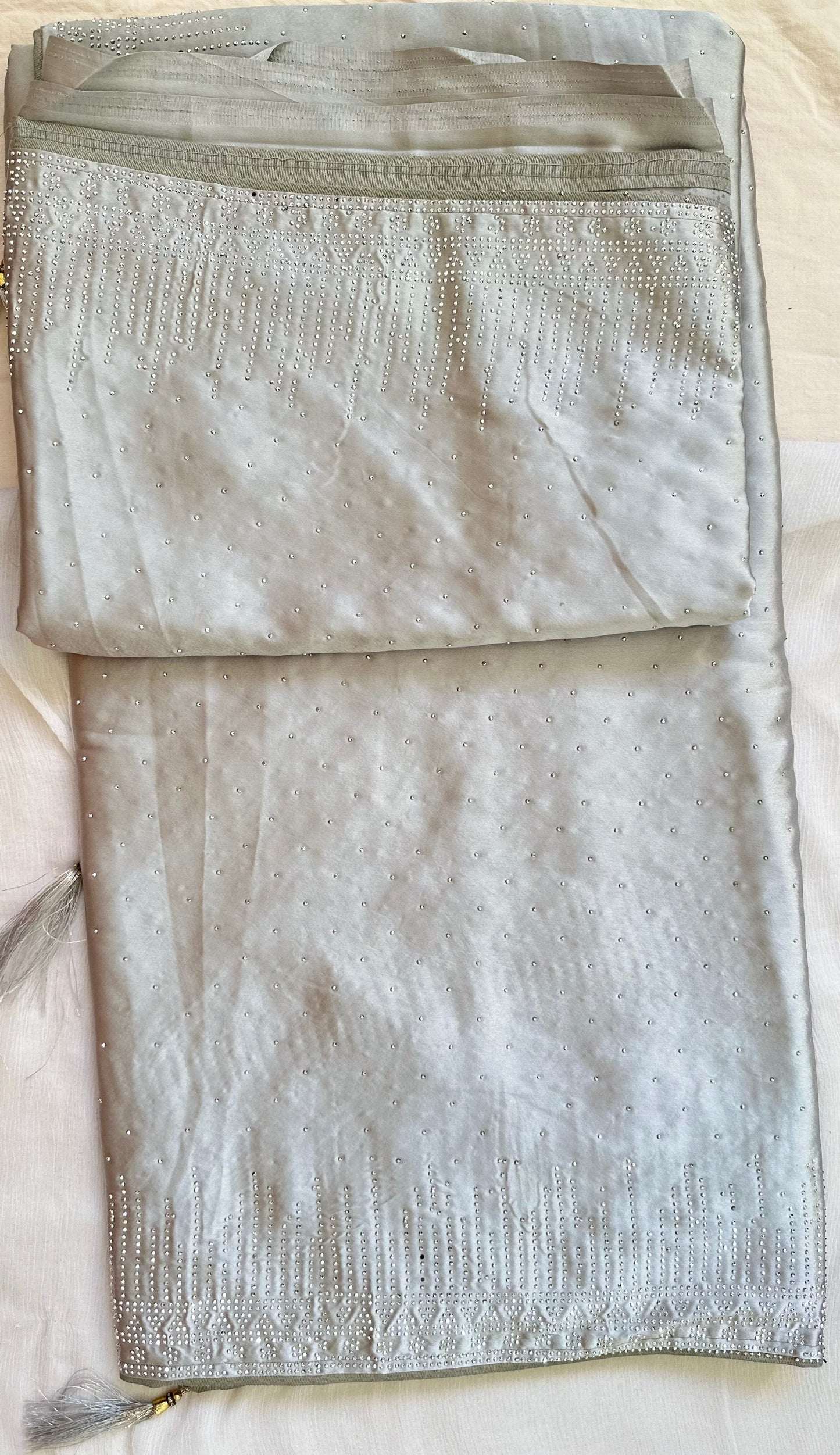 Grey Zarkan Satin Saree