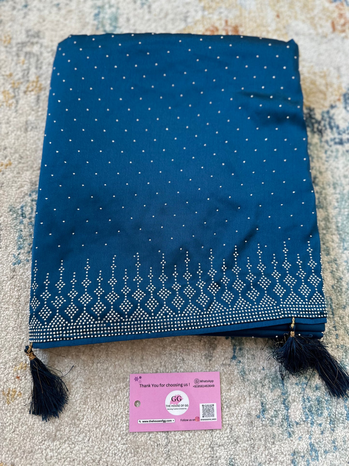 Blue Zarkan Satin Saree