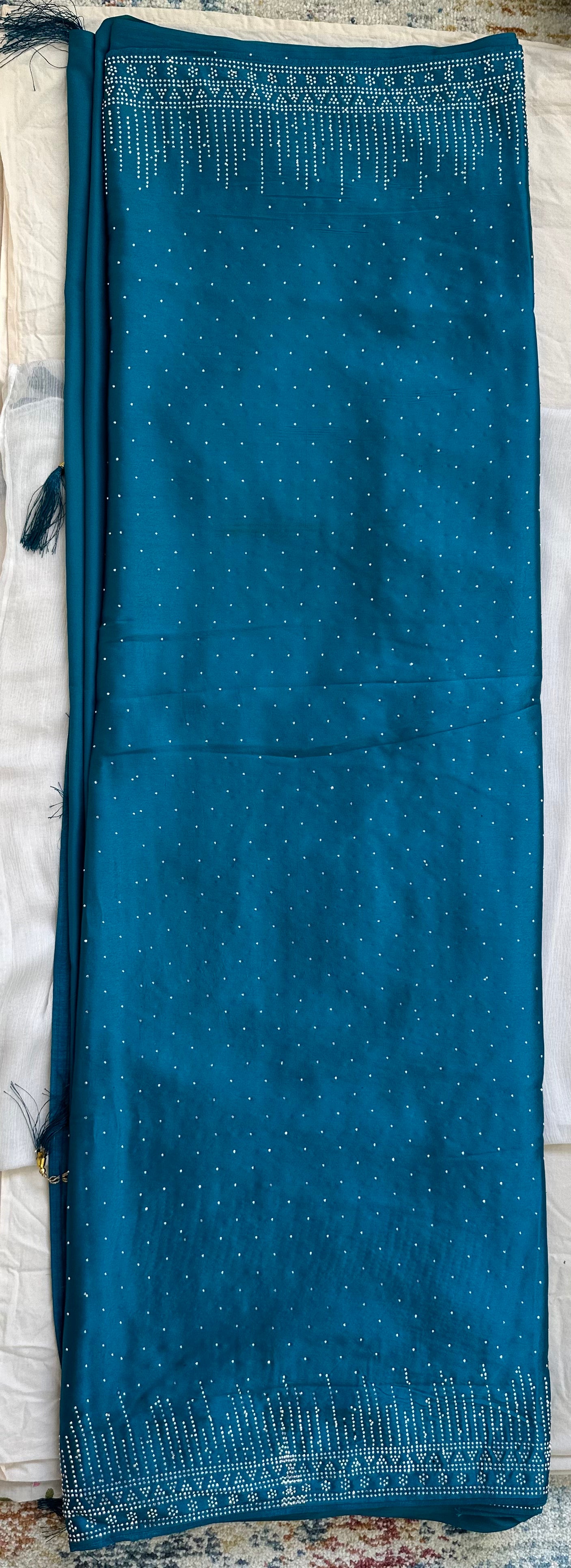 Blue Zarkan Satin Saree