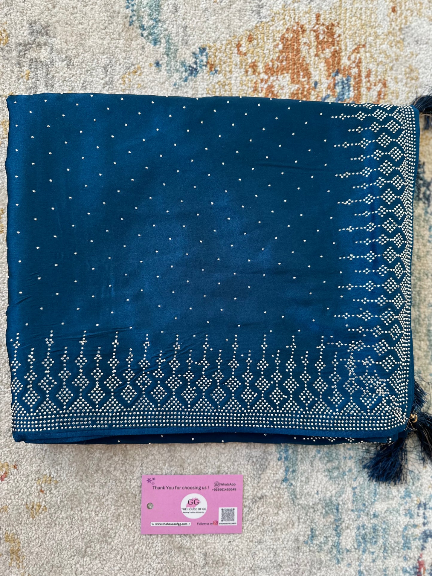 Blue Zarkan Satin Saree
