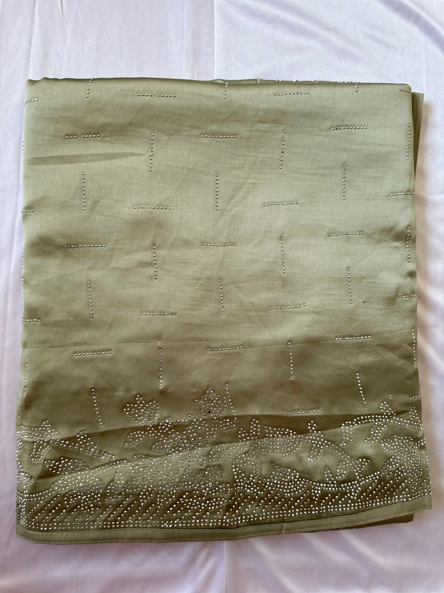 Olive Green Zarkan Satin Saree