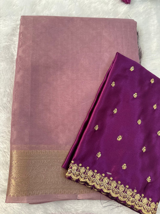 Lilac Semi Tissue Saree