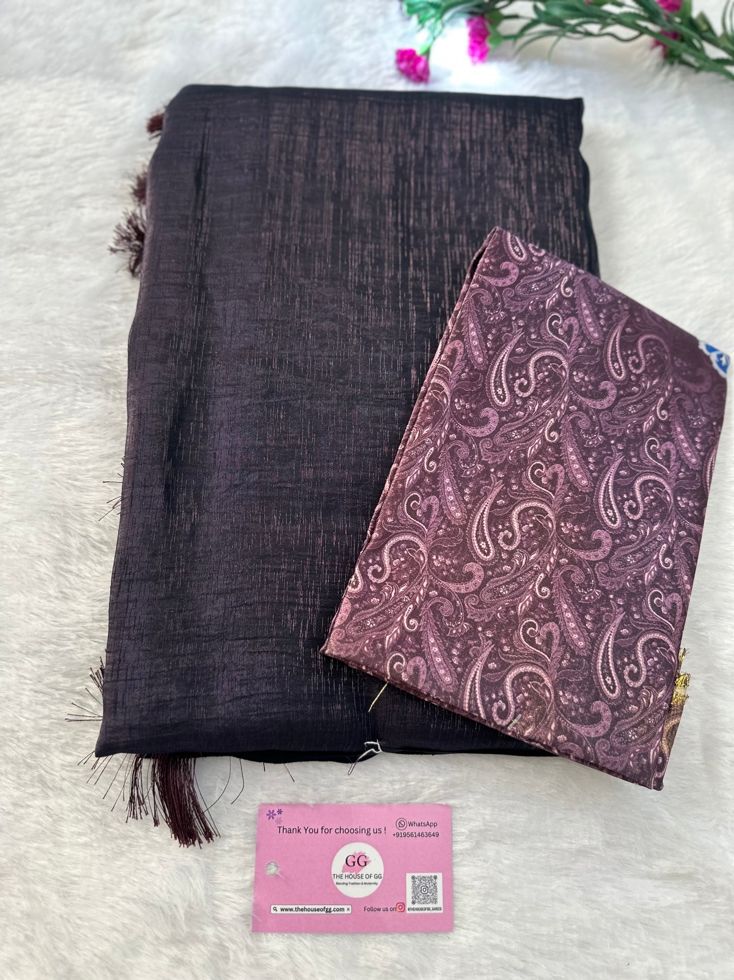Purple Plain Shimmer Saree