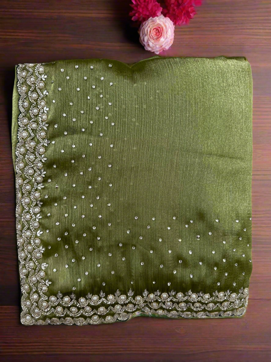 Cutdana & Pearl Handwork Saree