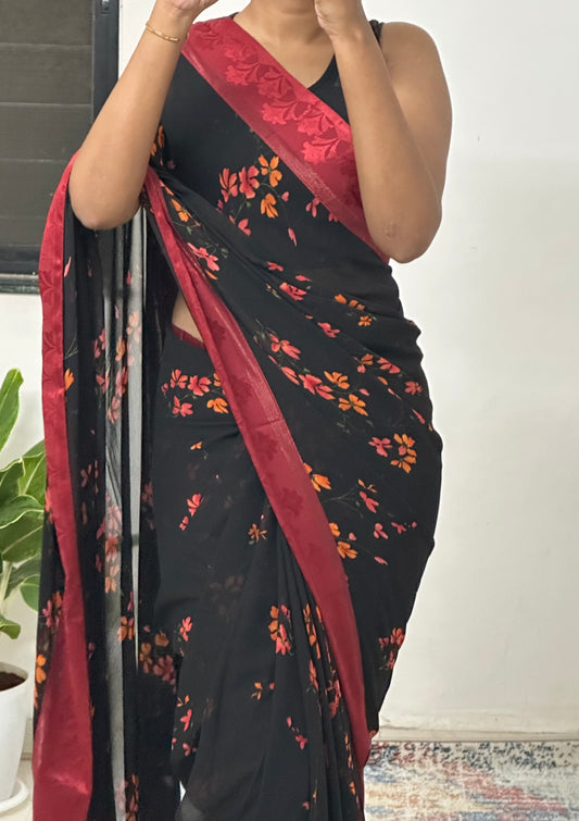Black Soft Georgette Saree