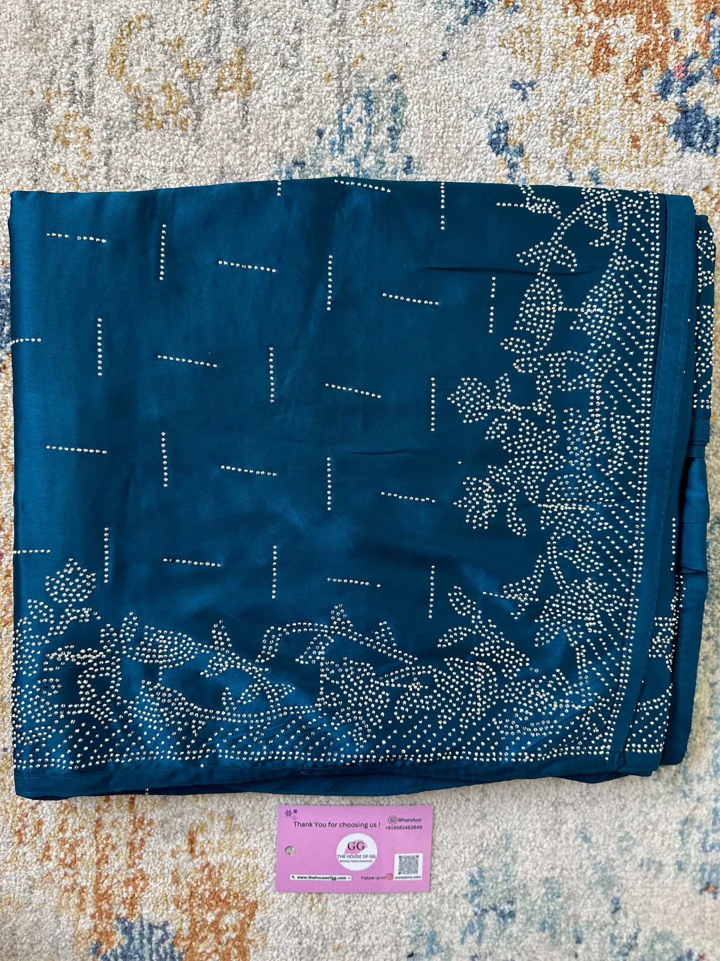 Blue Zarkan Satin Saree