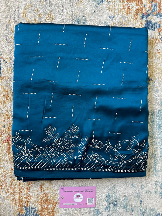 Blue Zarkan Satin Saree