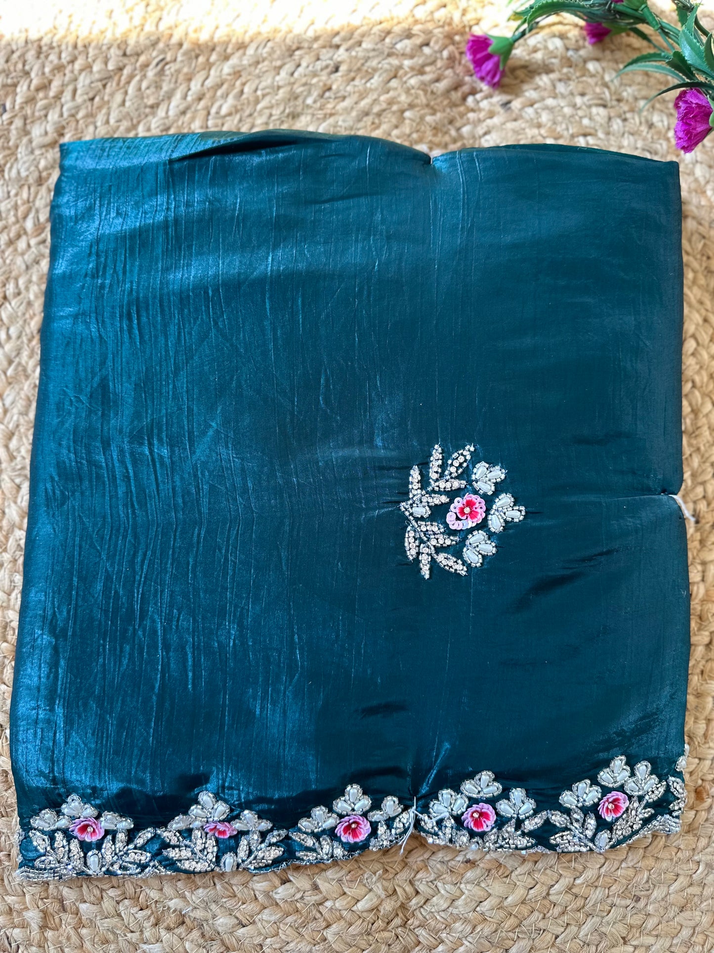 Floral Handwork Crush Tissue Saree