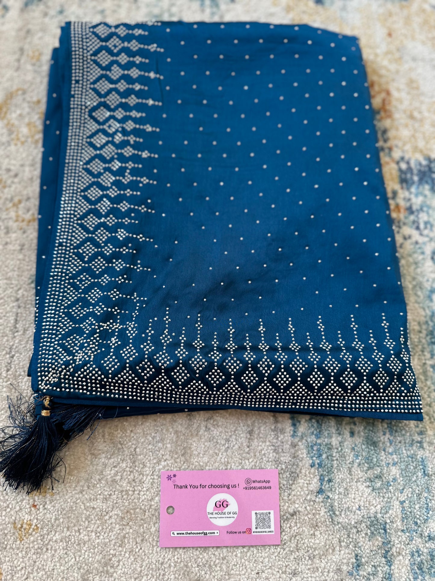 Blue Zarkan Satin Saree