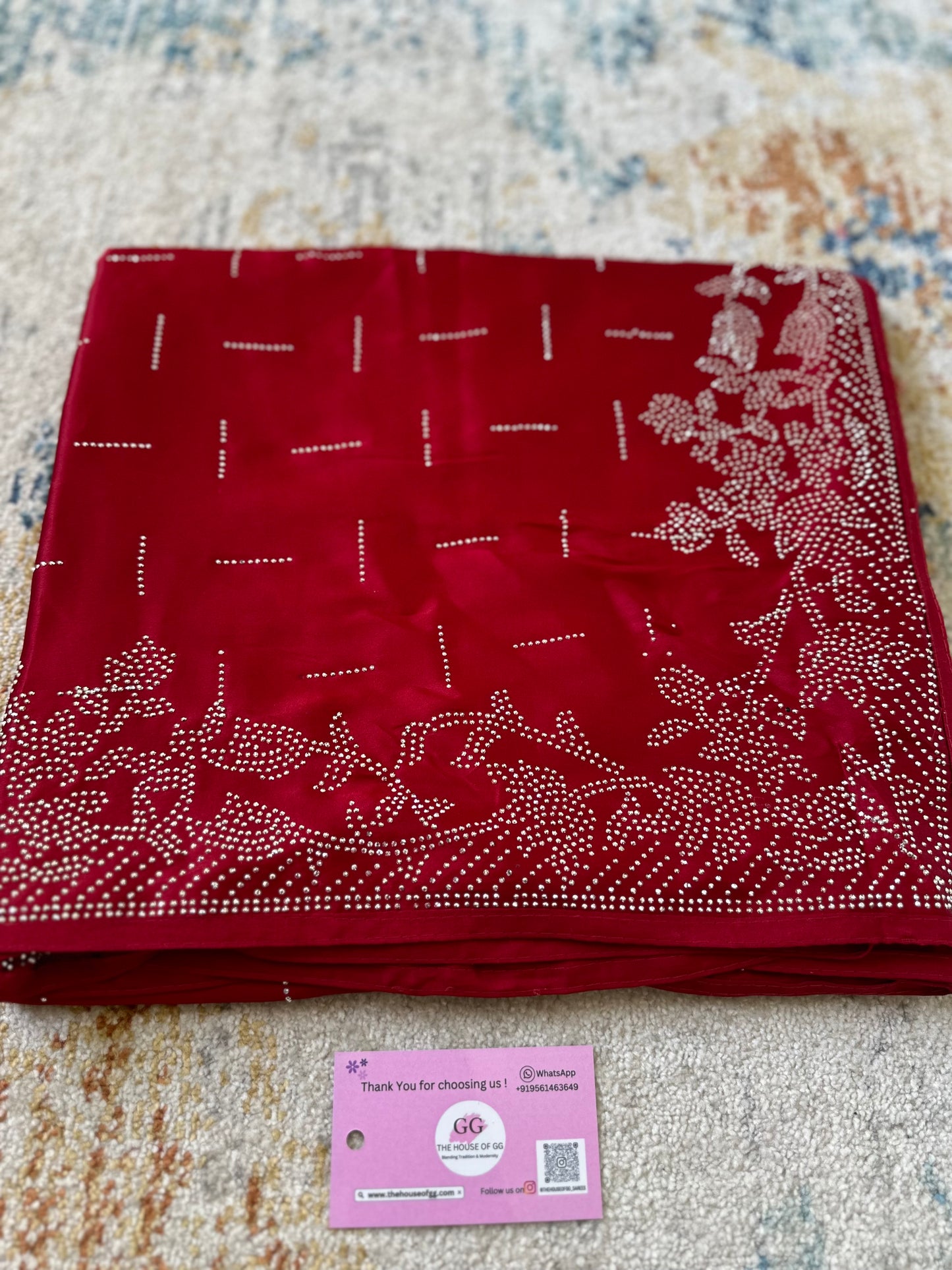 Red Zarkan Satin Saree