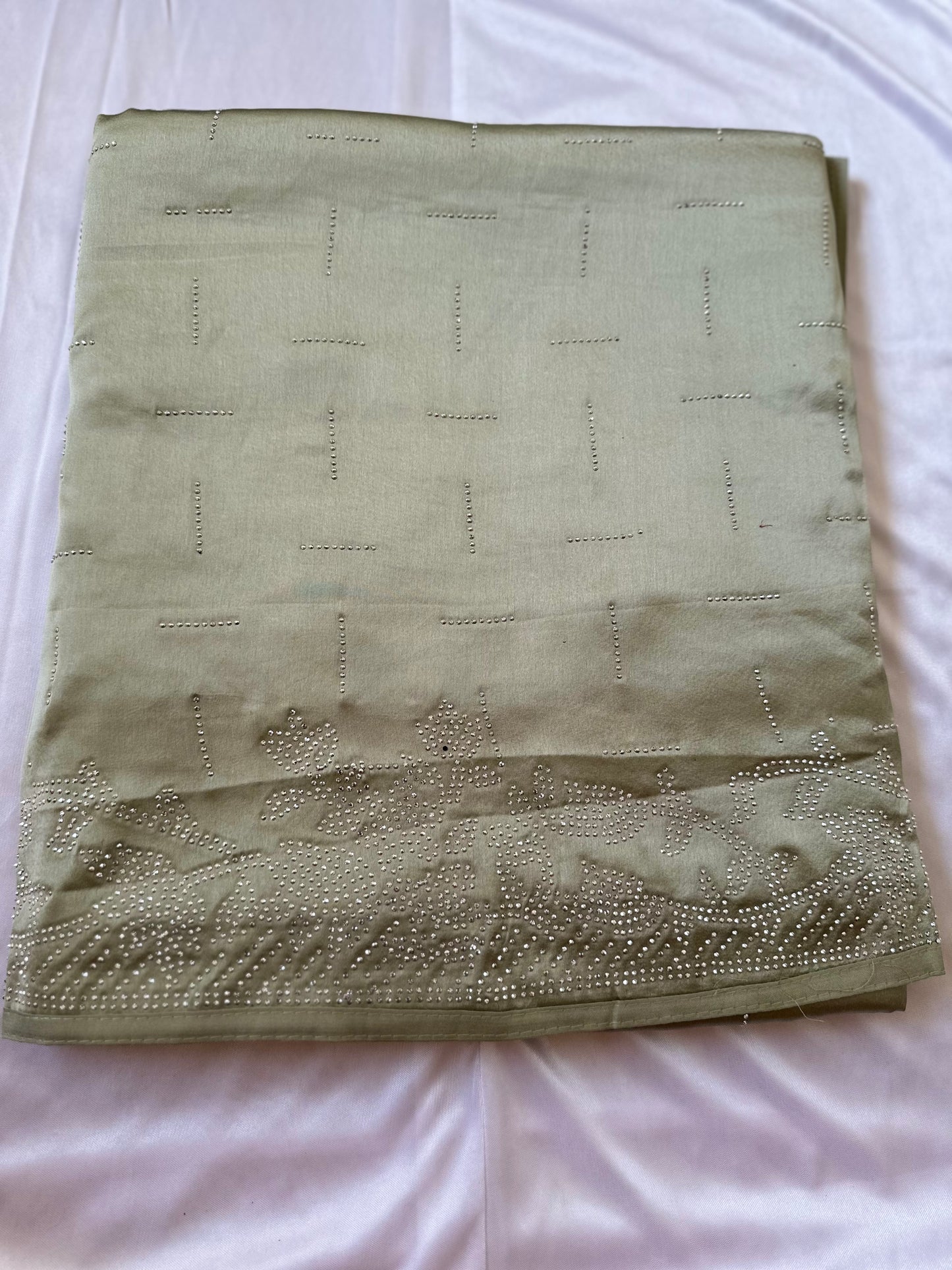 Olive Green Zarkan Satin Saree