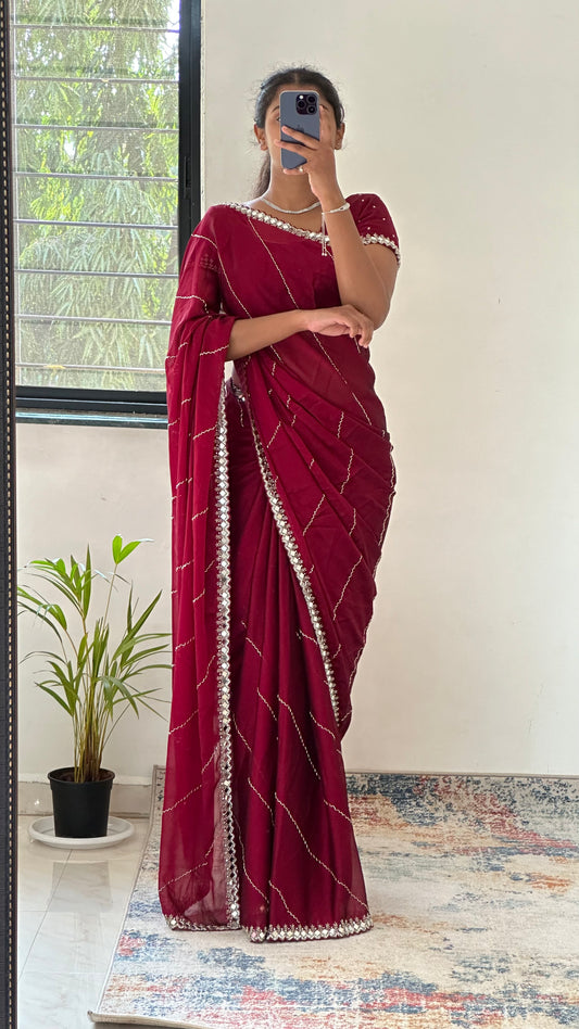 Cutdana Handwork Georgette Saree