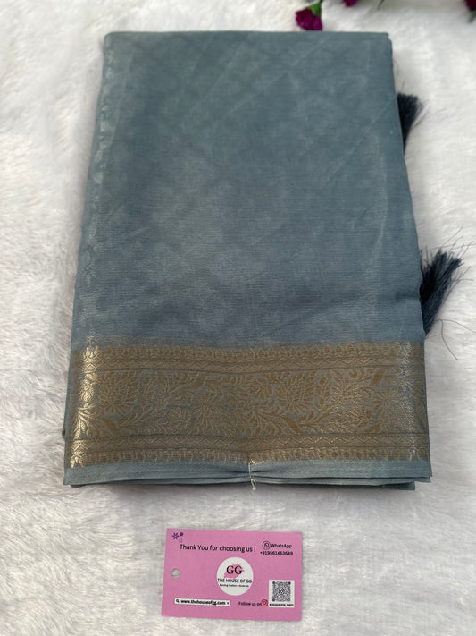 Powder Blue Semi Tissue Saree