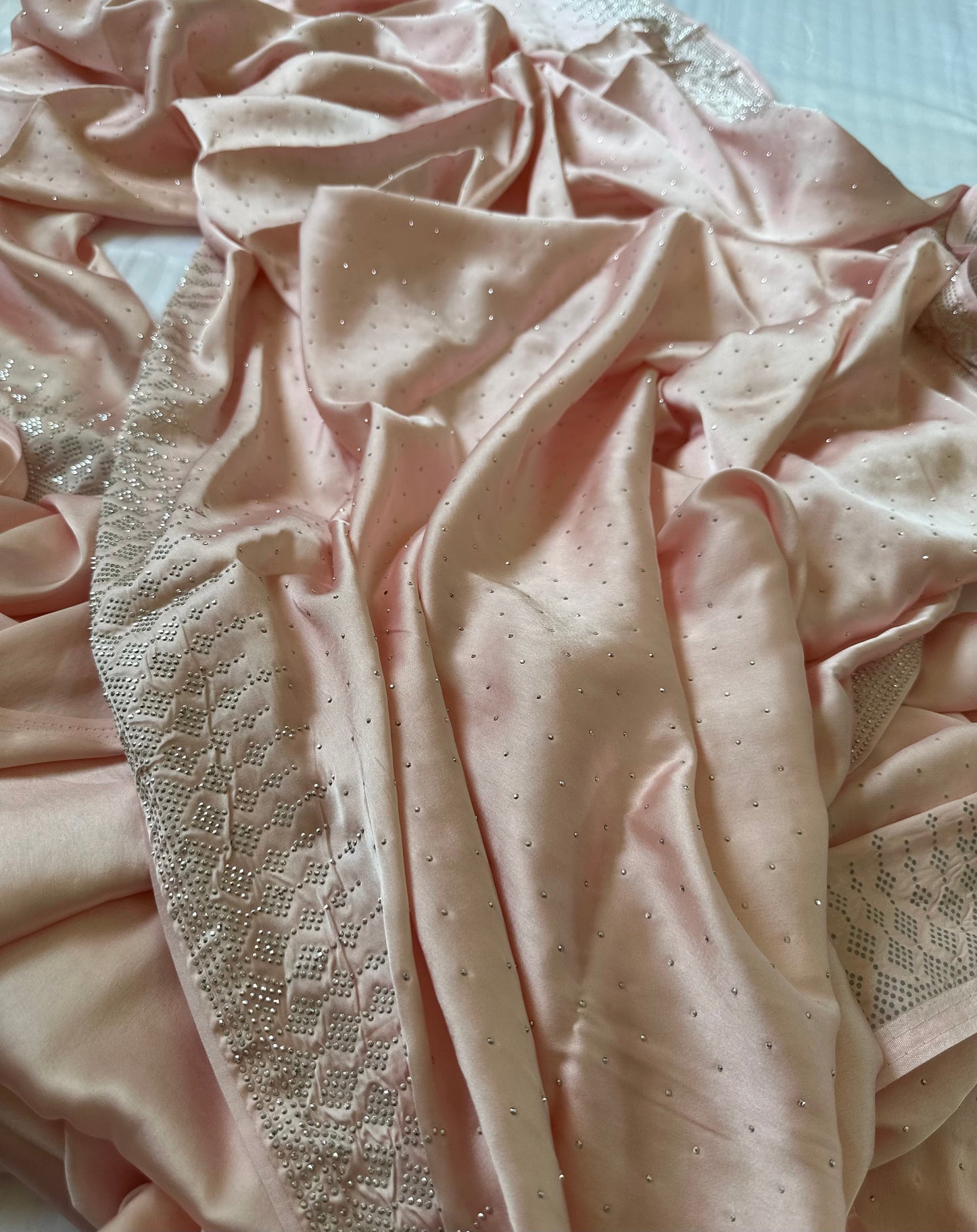 Light Pink Zarkan Satin Saree