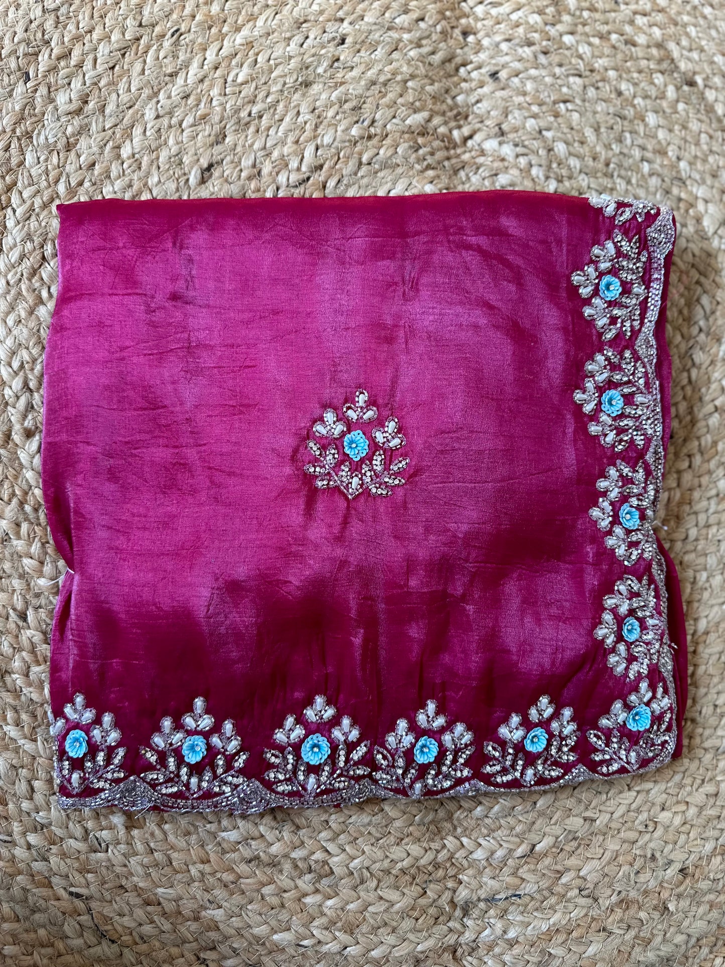 Floral Handwork Crush Tissue Saree