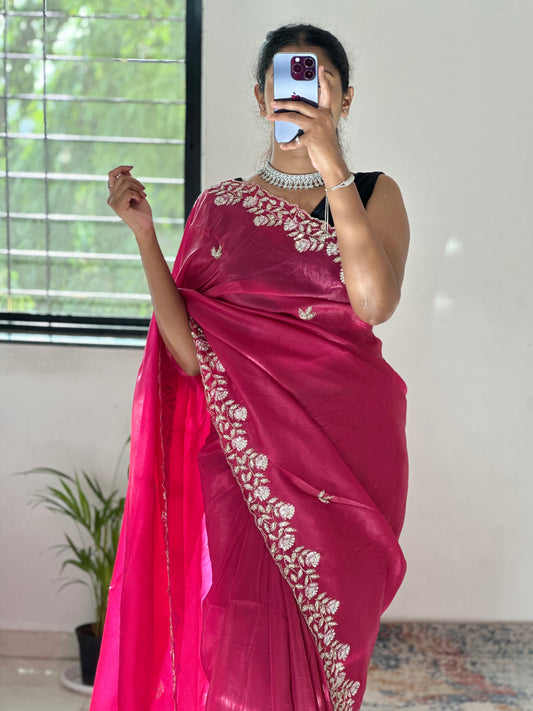 Cutdana Crush Tissue Saree