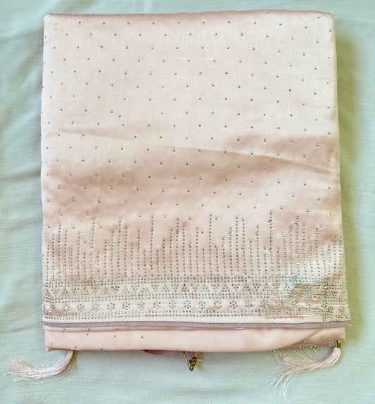 Apricot Pink Zarkan Satin Saree