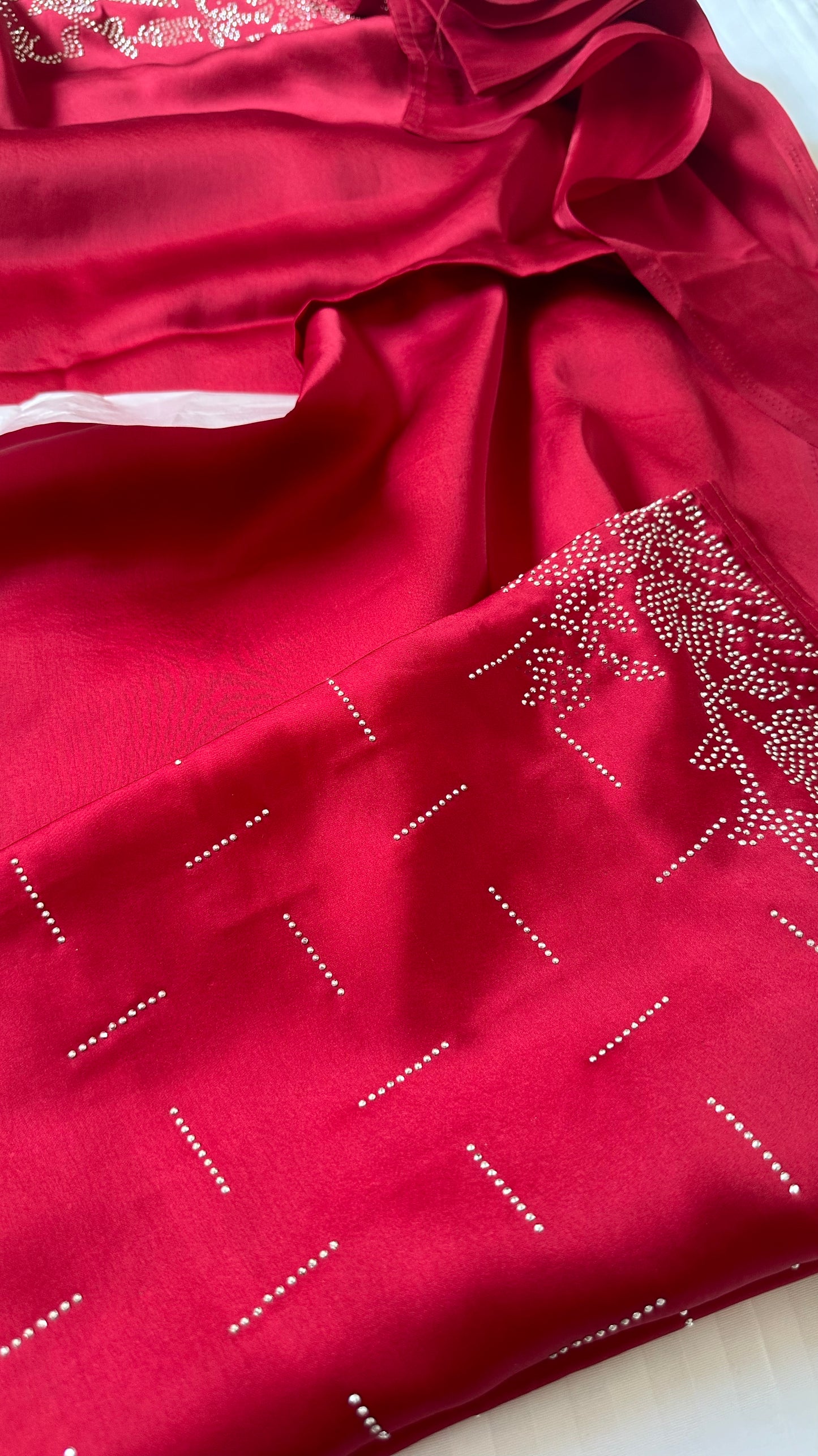 Red Zarkan Satin Saree