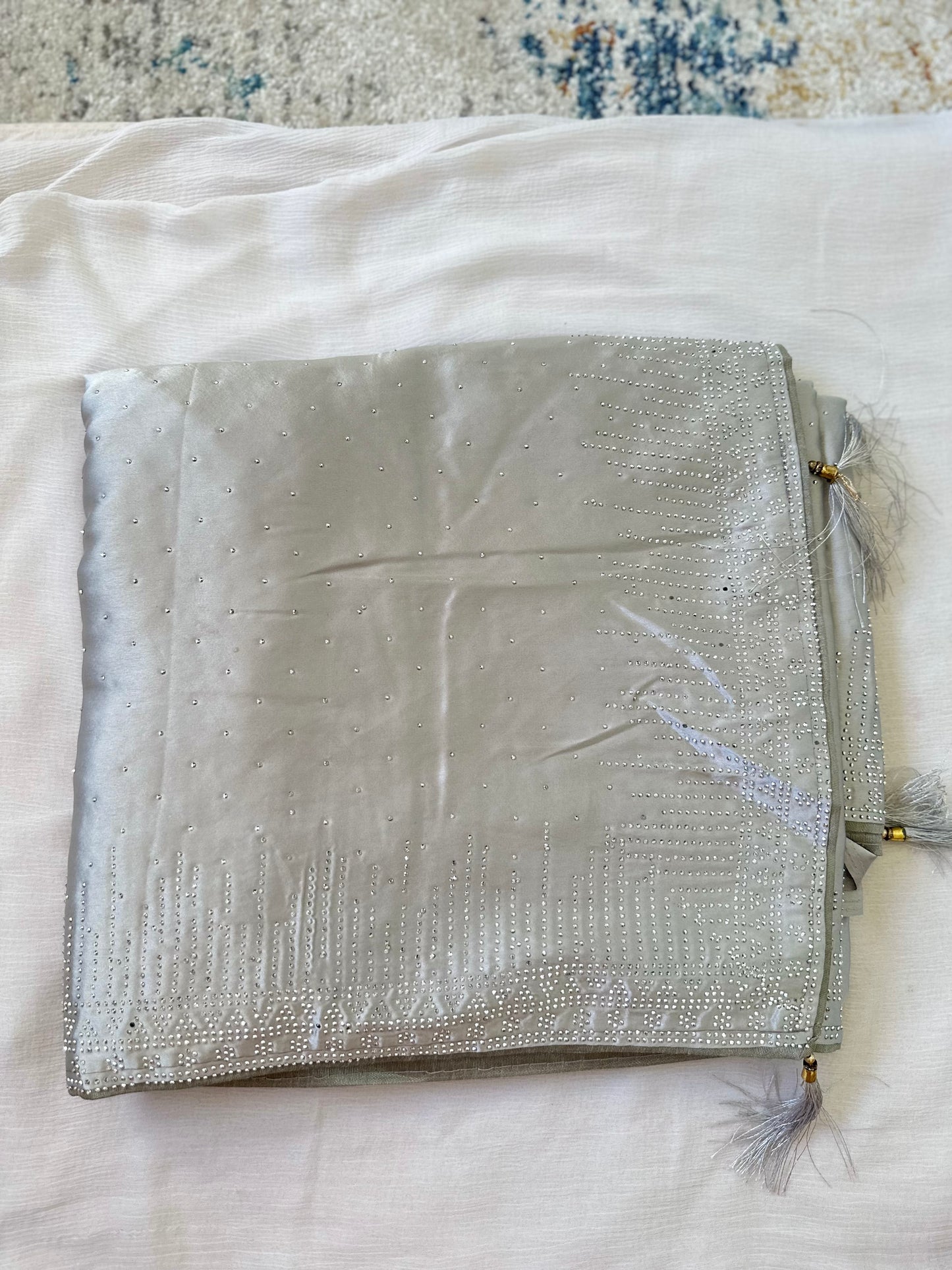 Grey Zarkan Satin Saree