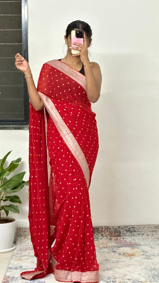 Georgette Saree Red