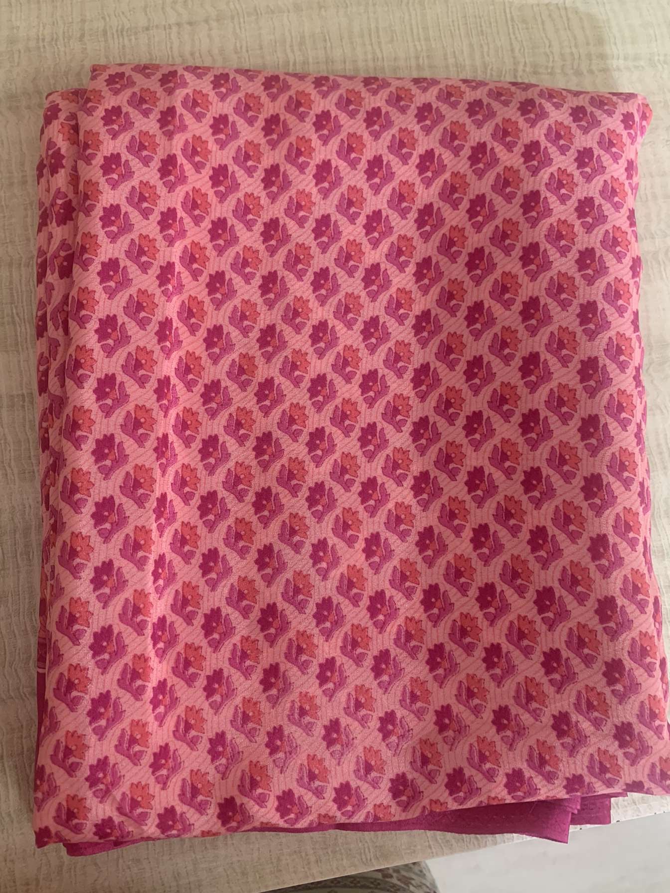 Uniform Printed Crepe Saree