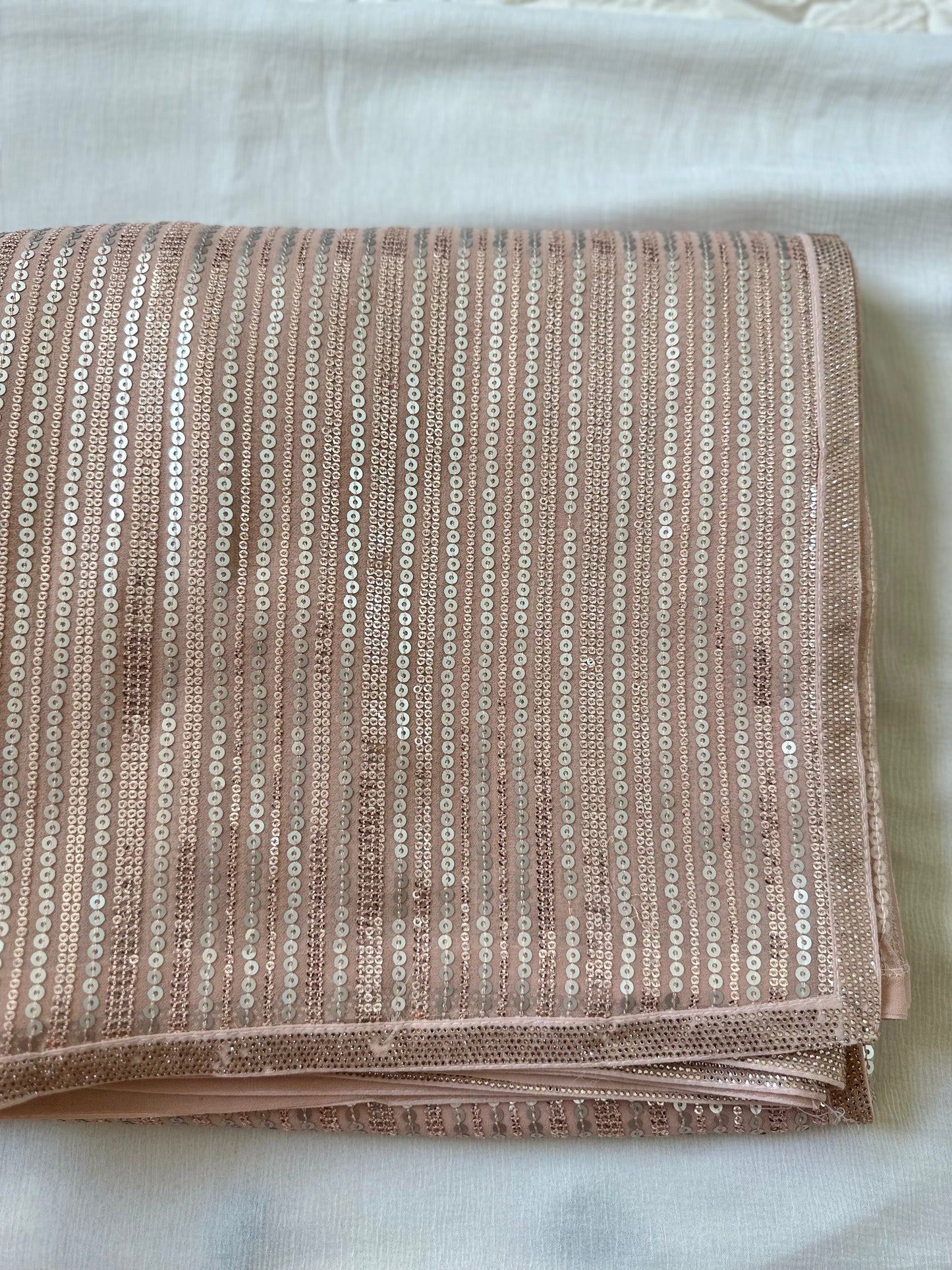 Pink Sequins Georgette Saree